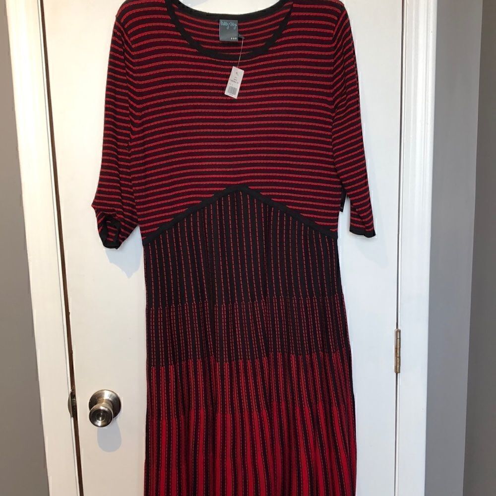 Red and black striped dress new w/tags size XL